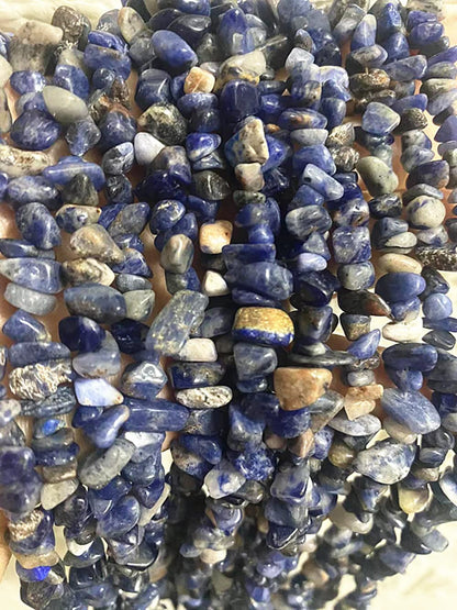 jodaying 7-8mm Natural Blue Sodalite Gemstone Chips Healing Gravel Bracelets Necklace Kit Irregular Tumble Stone Beads DIY Crafts Design Jewelry Making 32"