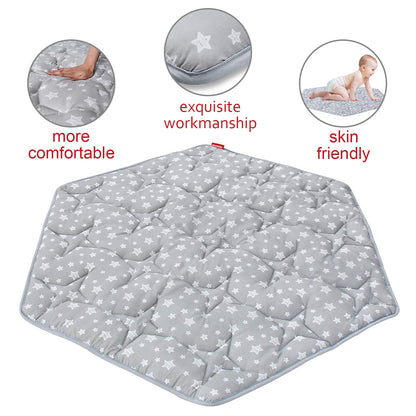 Hexagon Playpen Mat, Baby Playmat Fits Regalo Portable Play Yard 48 Inch and hiccapop 53" PlayPod Playpen, 6 Panel Playpen Mattress Non Slip Pad Mat