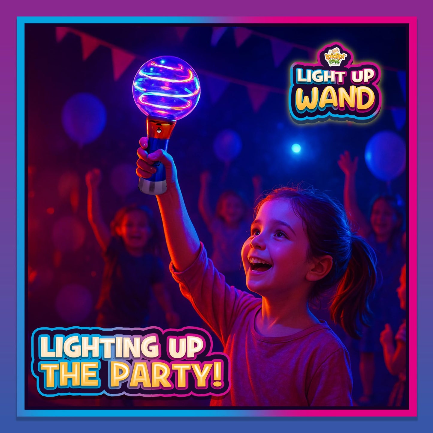 IPIDIPI TOYS Spinning Light Up LED Magic Wand for Kids - Easter Basket Stuffers Light Up Toys, Goodie Bag Filler - Ideal Gift, Birthday Party Favors for Boys & Girls