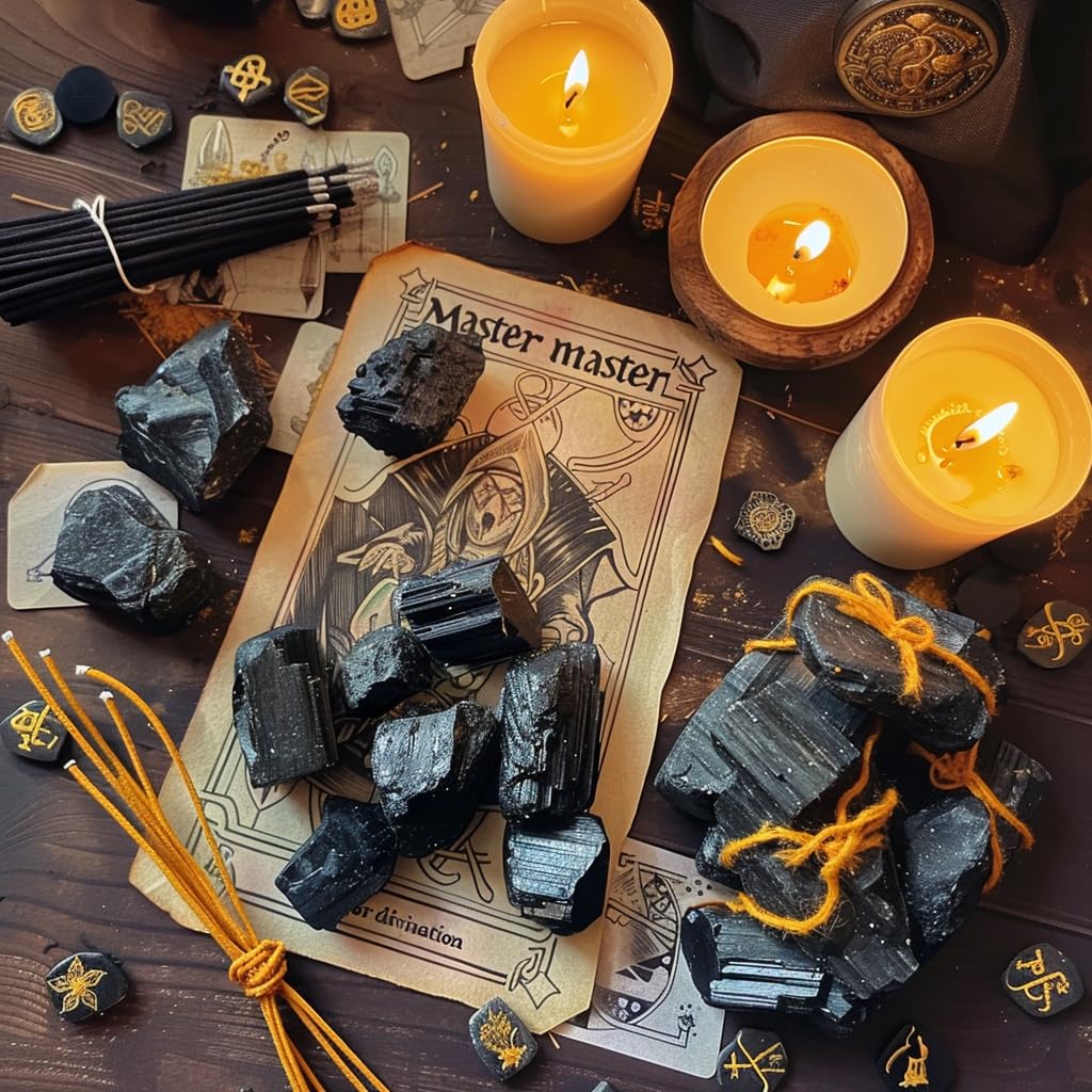 Luckeeper 0.5 lb Black Tourmaline Bulk Raw Crystals and Healing Stones for Tumbling, Wire Wrapping, Wicca Reiki,Meditation