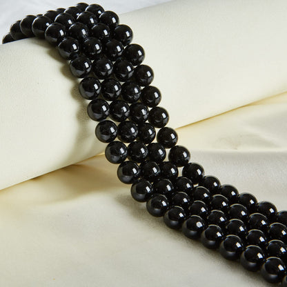 35pcs 10mm Black Tourmaline Beads Natural Gemstone Beads Round Loose Beads for Jewelry Making