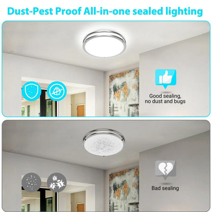 libtit 13-Inch Flush Mount Ceiling Lights, Dimmable 3000K-6500K Adjustable LED Ceiling Light, 24W Round Slim Light Fixture, Brushed Nickel for Kitchen, Bedroom, Bathroom, Hallway-1 Pack