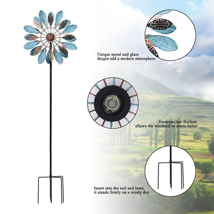 MUMTOP Decorative Metal Wind Spinner for Garden, Outdoor Patio, Lawn, Yard, Weather Resistant Kinetic Art