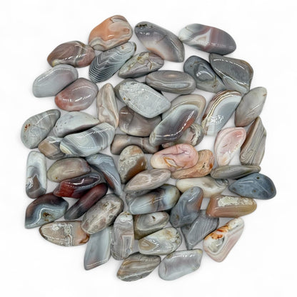 Pachamama Essentials Tumbled Botswana Agate - Sunset Stone - Crystal Healing Stone, for Reiki, Enhances Spiritual Connection, Science Projects, Decorative, Jewelry making (approx. 20-30mm, 0.8-1.20 inches) (Pink Botswana Agate, 5, Count)
