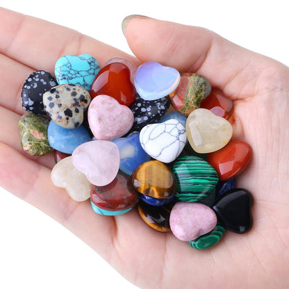 NUKAYAI 20PCS Crystals and Healing Stones Trinkets Healing Crystal Hearts Heart Natural Gemstones Reiki Rose Quartz Amethyst Polished Wholesale Set Balancing Trinket Mothers Day Bulk Gifts for Women