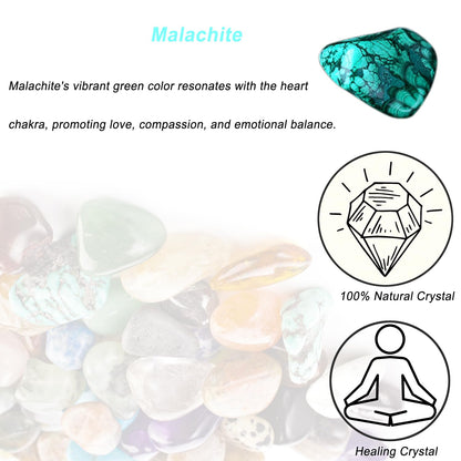 Erliway Malachite Healing Crystal Stones, 1.25-2.0" Large Reiki Healing Gemstones Natural Tumbled Polished Stones for Energy Witchcraft Therapy Meditation