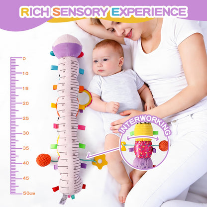 Baby Toys 0-6 Months, Musical Toys for Purple Caterpillar, Infant Stuffed Animal Soft Sensory Toys with Crinkle、 Rattles and Textures, Tummy Time Toys for Newborn Boys Girls 0 3 6 12 Months