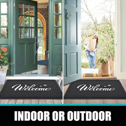 T.HENV Welcome Mat Outdoor, 30x17.5 Waterproof All-Season Front Door Mat Outside Entrance, All-Weather Quick Drying, Low Profile Doormat Indoor, Patio Porch Entryway Mats, Black-White
