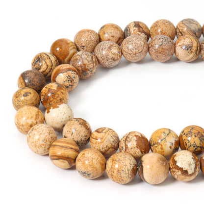Siomia 45pcs 8mm Natural Picture Jasper Gemstone Beads Energy Healing Crystal Round Loose Stone Beads for Jewelry Making, DIY Bracelets Necklaces
