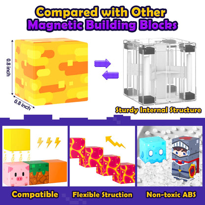 Soyee Magnetic Blocks 200 PCS - Magnetic Building Cubes Toys Build Mine Magworld Craft Cubes Portal Theme STEM Toys for Kids Ages 3-5 4-8 8-12 Birthday Gifts Boys Toys Ages 6-8