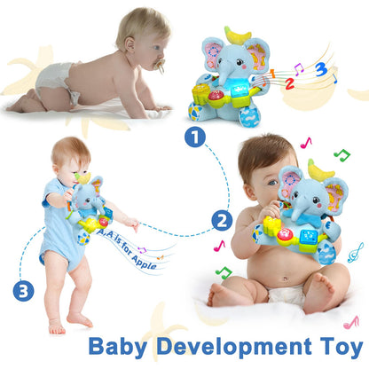 Holaxander Baby Gift Set for 0-6-12+ Months (1 * Baby Ladybug Musical Toy & 1 * Musical Plush Elephant Toy)