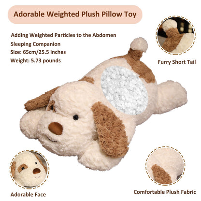 Hronsa Dog Weighted Stuffed Animal, 5.7 lbs 25.5 inch Weighted Dog Plush Toy Large Dog Stuffed Animals Weighted Puppy Plush Animals Pillow Toy Gifts for Adults & Kids, Brown