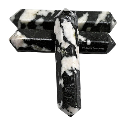 Amazing Gemstone Black and White Tourmaline Crystal Points Bulk Healing Crystals & Stones - Pack of 3 Double Terminated Healing Wand Point Bulk Crystals for Crafts, Crystal Grid, DIY for Beginners