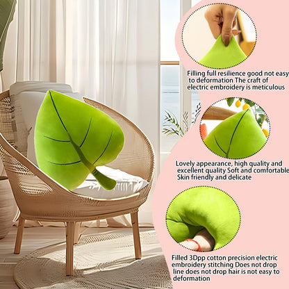 zxmbeddings Leaf Pillow,Green Stuffed Plant Plush Leaf Shaped Cushion Pillow Decor,19.7"