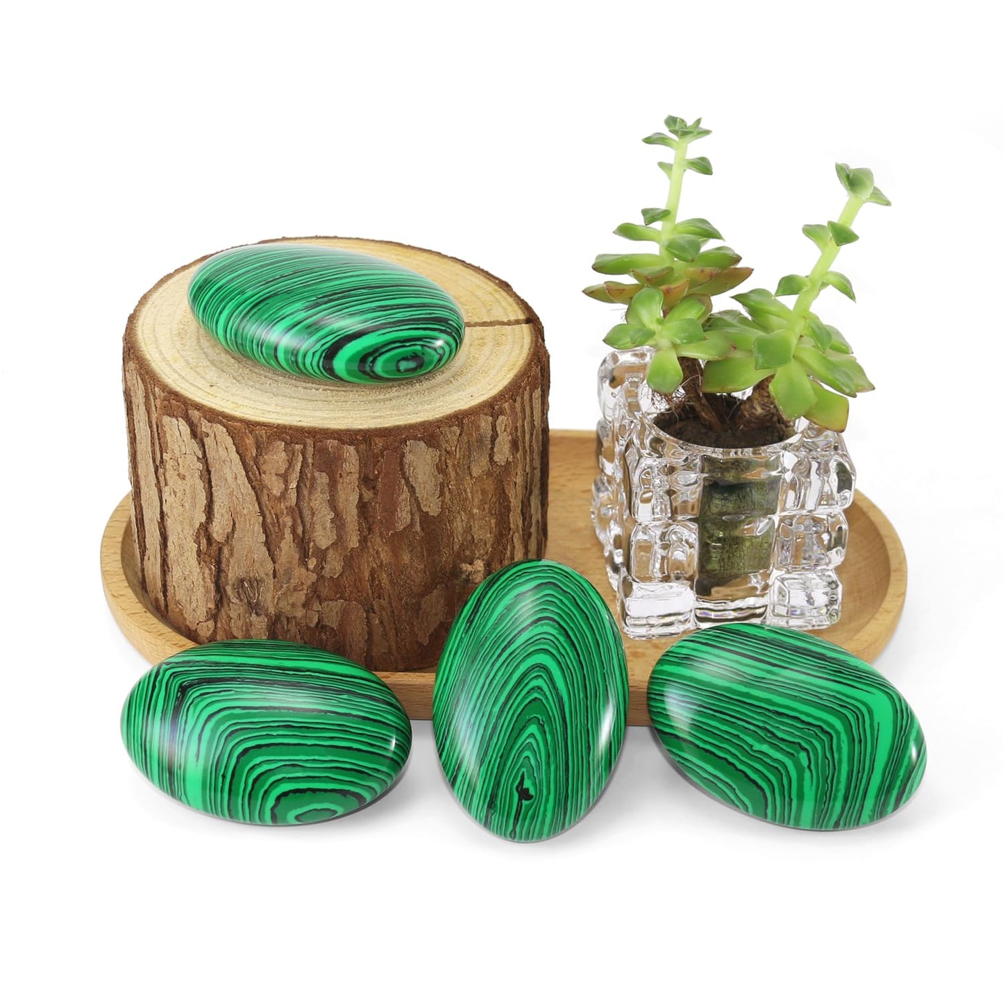 Nvzi Malachite Crystal Palm Stone, Worry Stones, Crystals and Healing Stones, Polished Rocks, Natural Gemstones, Chakra Stones for Healing Crystals Daily Use