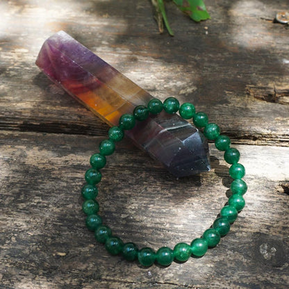 TaHLga 6mm Emerald Bracelet | Natural Green Heart Chakra Crystal Beads - Handmade Gemstone Meditation Bracelet for Abundance & Love & Luck | Beading Tool Kit - Fits for 6-7 inch Small Wrist Size