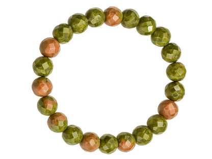 Amazing Gemstone Unakite Bracelet for Women - Chakra Mens Bracelet Protection Crystals and Healing Stones - Blessing Spiritual Meditation Stocking Stuffers (Faceted Beaded Bracelet)