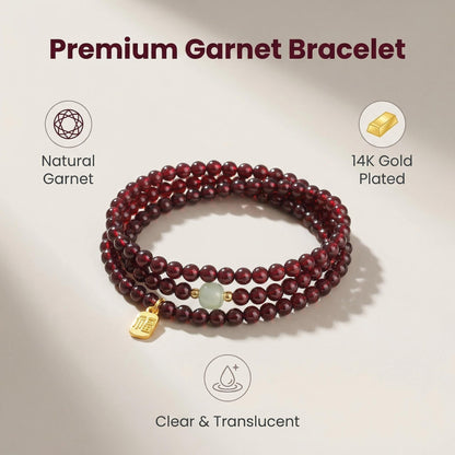 CNYTPE Garnet Bracelet for Women – Red Garnet Jewelry, Healing Crystal Bracelet, Handmade Gemstone Jewelry, Symbol of Love, Happiness & Harmony (4mm Garnet & Nephrite Multi-Strand)