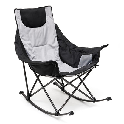 SUNNYFEEL Oversized Rocking Camping Chair, Fully Padded Patio Chair with Side Pocket, High Back Portable Lawn Recliner with Headrest, Outdoor Camp Rocker Chairs for Adults Heavy Duty 500 LBS Carry Bag