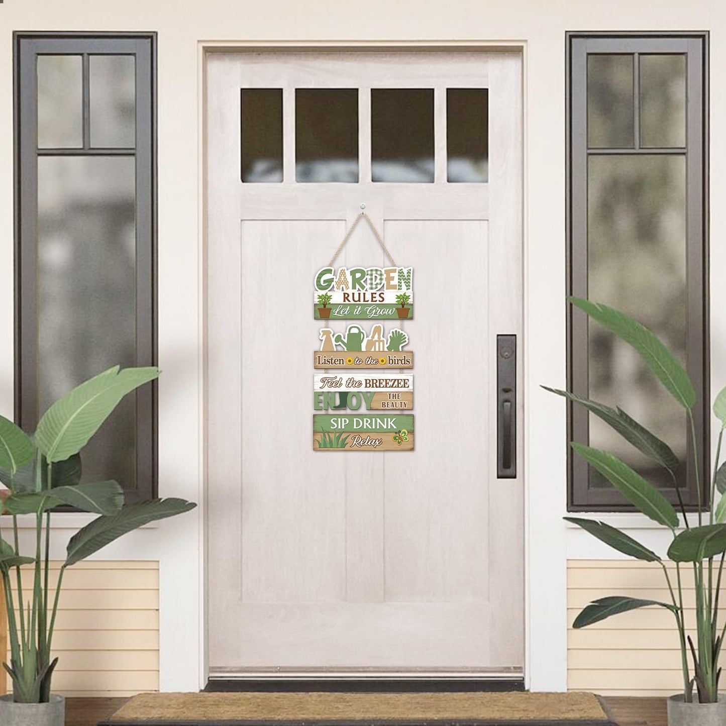 IARTTOP Garden Rules Hanging Sign Let It Grow Wooden Plaque Garden Home Decor Farmhouse Welcome Door Signs for Porch Yard Gardening Shed Decorations 10x18.4Inch Gifts for Plant Lovers