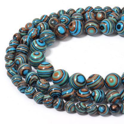 60pcs 6mm Natural Stone Beads Blue Malachite Beads Energy Crystal Healing Power Gemstone for Jewelry Making, DIY Bracelet Necklace