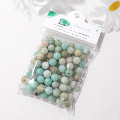 Raicegs 100pcs 8mm Amazonite Beads Natural Gemstone Beads Round Loose Beads for Jewelry Making DIY Bracelets Necklace