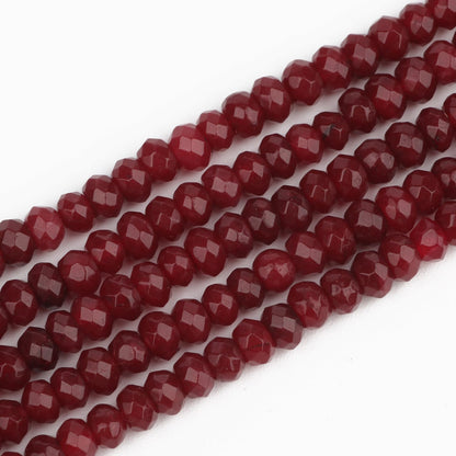 2 String 220PCS 3x5mm Natural Red Garnet Stone Beads for Jewelry Making, Songxi Facted Loose Gemstone Beads for DIY Bracelet Necklace Making Supplies with Energy Healing Chakra Power