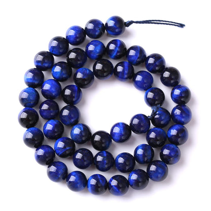 Natural Stone Lapis Blue Tiger Eye Beads Round Loose Spacer Beads for Jewelry Making DIY Bracelet Necklace 6mm 61pcs