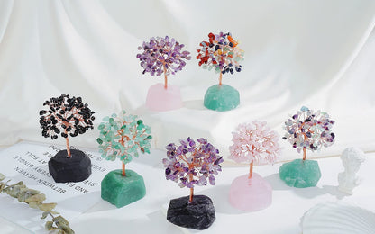 QINJIEJIE Green Aventurine Tree Crystal Tree Healing Crystals Natural Stone Base Money Tree Copper Wire Life Tree Energy Gemstone Office Desk Decor Meditation Spiritual Gift