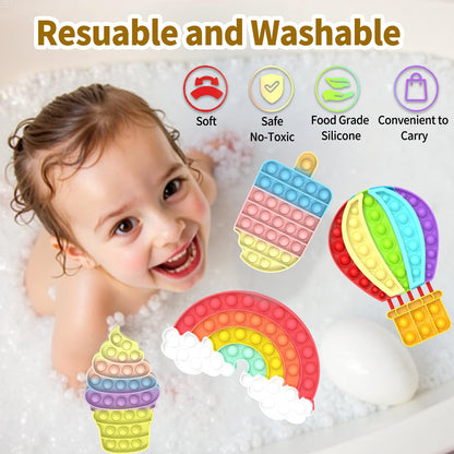 4Pack Pop Fidget Toys,Push Pop Fidget Sensory Toys Set,Stress Relief Gifts for Kids & Adults,Party Favors Toddler Toys for Christmas Birthday Gifts,Party Supplies,Classroom Prizes (Rainbow Style)