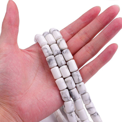 BEADIA Natural White Howlite Cylinder Stone Loose Semi Gemstone Beads for Jewelry Making 10mmx14mm 38cm