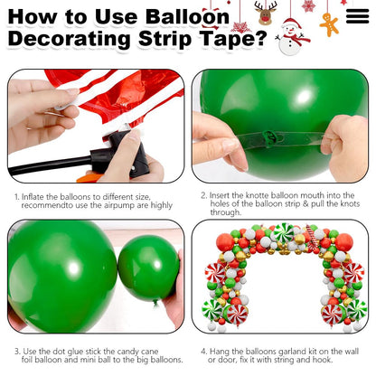 Christmas Decorations Balloons Arch Kit - 126 PCS Red Green White Gold Confetti Xmas Foil Balloons Candy Cane Balloon Garland Arch Kit for Xmas Christmas Decorations Holiday New Year Party Supplies