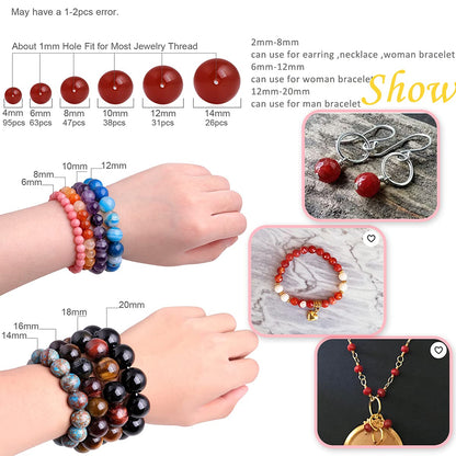 GEM-Inside Carnelian Red Agate 8mm Gemstone Loose Beads Natural Round Crystal Energy Stone Power for Jewelry Making 15"