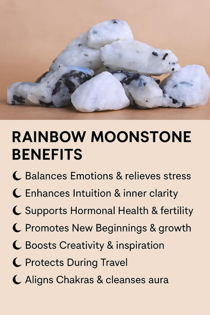 Rainbow Moonstone Raw Crystals – Large 1.25-2.0” Natural Healing Stones for Intuition, Chakra, Meditation, Reiki, Energy Work, Wire Wrapping, Tumbling & Spiritual Moon Magic Decor