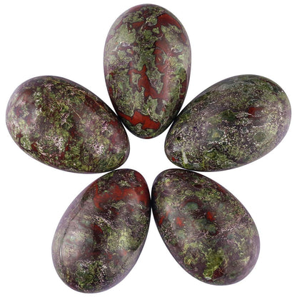 mookaitedecor Dragon Blood Jasper Crystal Egg with Stone Stand, Polished Gemstone Sphere Figurines for Divination and Home Decoration