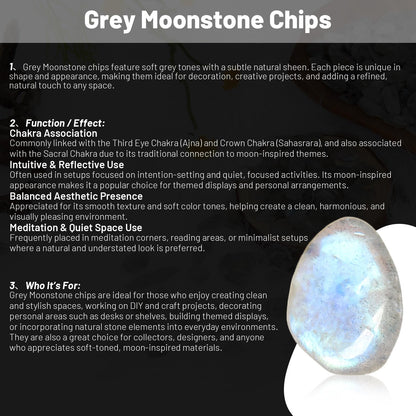 1.1lb Natural Crushed Grey Moonstone Labradorite Crystal Tumbled Chips - Grey Labradorite Healing Crystals Chips Bulk