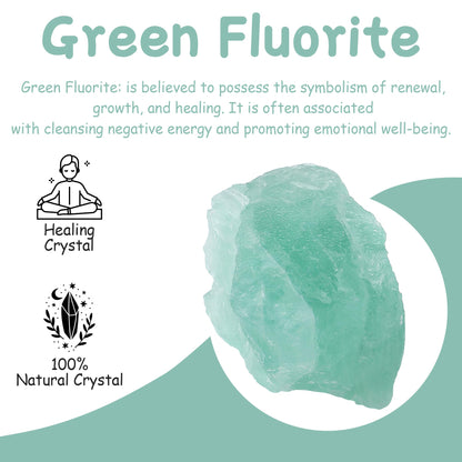 QINJIEJIE 2PCS Green Fluorite 1.8-2.2'' Natural Rough Crystal Rocks Bulk Large Crystal Stones for Tumbling Cabbing Polishing Fountain Rocks DIY Decoration Handmade Gifts
