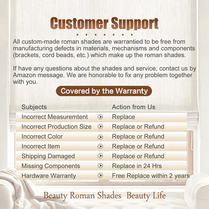 White Cordless Roman Shades, Classic Premium Blackout Roman Window Shades, Custom Washable Fabric Roman Shades for Any Room Setting (1 Piece)