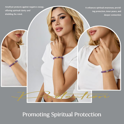 BaronCara Amethyst, Lavender Quartz Healing Crystal Bracelet - Chakra Blessing & Protection Jewelry for Women