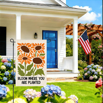 RZHV Bloom Where You are Planted Double-Sided Garden Flag for Outdoor House Yard Sign Garden Decor Parade, Inspirational Sunflower Outdoor Banner Decoration, Spring Summer Welcome Lawn Yard Sign