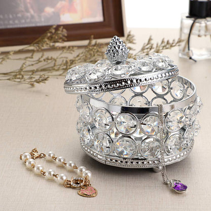 Hipiwe Crystal Mirrored Jewelry Box Jewelry Trinket Organizer Box Home Decor Ring Earrings Necklace Storage Holder Keepsake Box