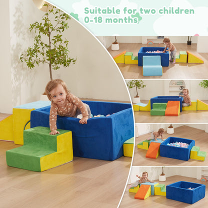 HAHASOLE Foam Climbing Toys for Toddlers with Large Ball Pit, Foam Climbing Blocks, Soft Play Climb and Crawl Activity Playset, Toddler Play Crawling Climbing Sliding Indoor(Excluding Balls)