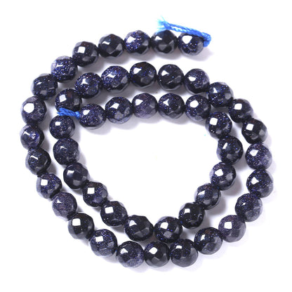 10mm 36pcs Natural Blue Sandstone Faceted Stone Beads for Jewelry Making DIY Bracelet Necklace Accessories 15" Energy Healing Power Stone Beads (Faceted Blue Sandstone, 10mm)