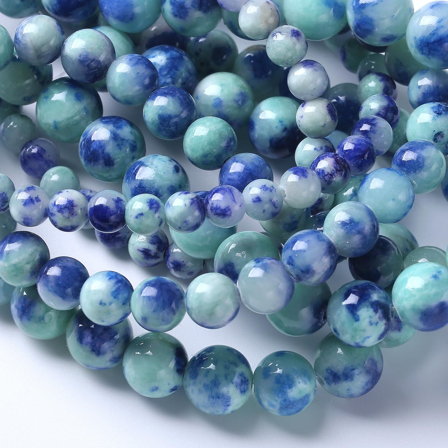 60pcs 6mm Natural Blue Green Persian Jade Stone Beads for Jewelry Making Round Loose Spacer Beads DIY Bracelets Necklaces 15" (6mm, Blue Green Jade)