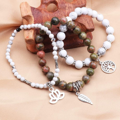 UEUC Tree of Life Yoga Healing Stone Bracelets,Multilayer Lotus Chakra Stone Reiki Bracelet Sets,Anxiety Crystal Natural Stone,for Women Stress Relief(#171)