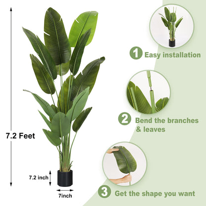 ProDeco Large Artificial Trees 7.2Ft Silk Bird of Paradise Big Tall Fake Plants Faux Green Silk Floor Potted Plants for Home Living Room Office Decor Indoor Outdoor…