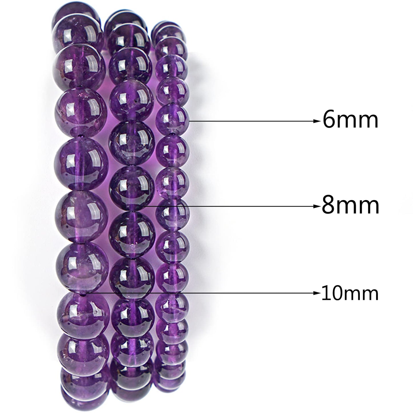 10mm Natural Uruguay Amethyst Round Bead - 35PCS Bulk Gemstone Beads for Jewelry Making, DIY Bracelets, Necklaces - Includes Crystal Stretch Cord - Stone Beads for Crafting Gifts