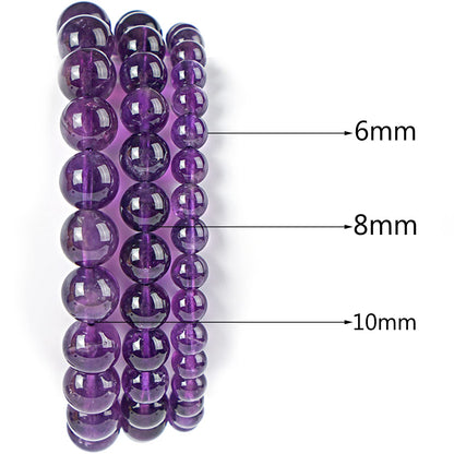 10mm Natural Uruguay Amethyst Round Bead - 35PCS Bulk Gemstone Beads for Jewelry Making, DIY Bracelets, Necklaces - Includes Crystal Stretch Cord - Stone Beads for Crafting Gifts