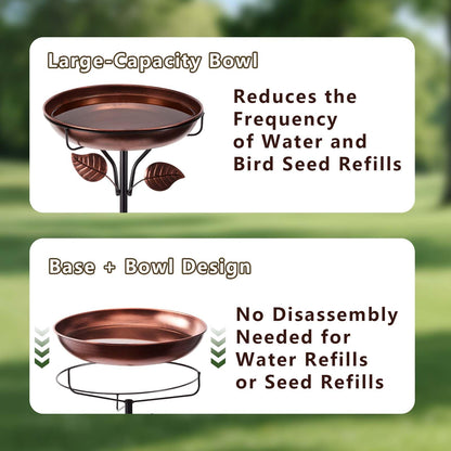 WITELIDA Metal Bird Bath for Outdoors, Weatherproof Detachable Bird Bath, Retro Bronze Garden Decor, 40 Inches Tall,Reinforced Bracket，Suitable for Gardens, Backyards, Patios, and Flower Beds
