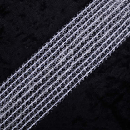 ICAI Beads 10mm Natural White Crystal Gemstone Round Loose Stone Beads for Jewelry Making DIY Crafts Design 1 Strand 15" APPR.34-36pcs